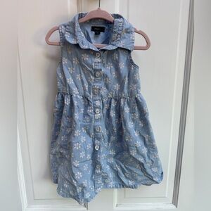 Picapino 3T Blue & White Floral Collared Cut off Sleeve Dress